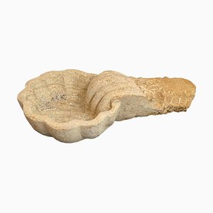 Fuente de forma de concha de mármol italiana antigua tallada a mano