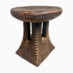 Vintage Bamileke Burn Pedestal Stool