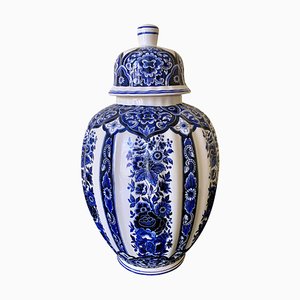 Bote de jengibre italiano de porcelana azul y blanca