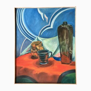 Estudiante de Pafa, Bodegón abstracto, años 90, Pintura sobre lienzo