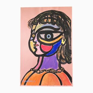 E. J. Hartmann, Abstract Female Portrait, 2000s, Paint on Paper