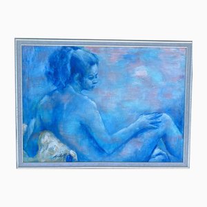 Thelma Thal, desnudo femenino abstracto, años 80, pintura sobre lienzo