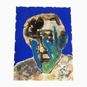 EJ Hartmann, Grand Portrait Abstrait, 1960s, Peinture sur Papier