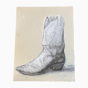Bota de vaquero, años 80, Lápiz sobre lienzo