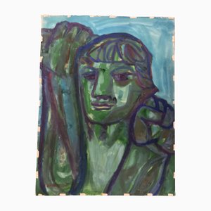 EJ Hartmann, Großes Abstraktes Porträt, 1960er, Farbe auf Papier