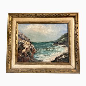 California Seascape, Laguna Beach, 20ème Siècle, Peinture sur Toile, Encadrée