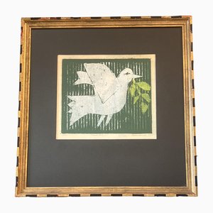 Irwin Jacob Rosenhouse, Proud Bird, 1960s, Wood Block Print, Framed