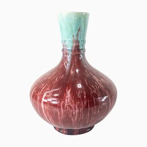 Belgische Französische Rote Flambe Dekorative Vase von Boch Freres, 19. Jh.