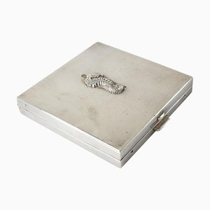 Porta trucchi Mid-Century in argento sterling americano con cavalluccio marino