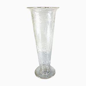 Vase à Fleurs en Verre Taillé Anglais du Début du 20ème Siècle attribué à Thomas Webb