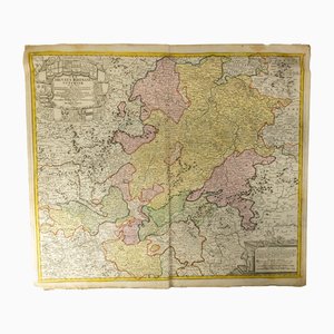 Mapa de Alemania grabado coloreado a mano del siglo XVIII SRI Circulus Rhenanus
