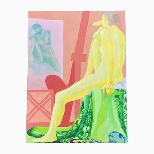 Nu Féminin en Studio, 1970s, Peinture sur Toile