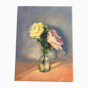 Bodegón con flores, años 80, Pintura sobre lienzo