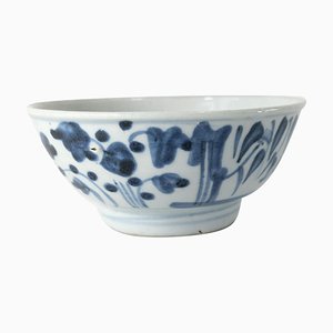 Antike chinesische Chinoiserie Schale in Blau und Weiß