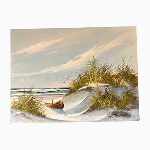 Thomas, Paesaggio marino con dune, anni '60, Dipinto su tela