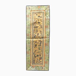 Pannello a punto proibito ricamato in seta, Cina, XIX secolo