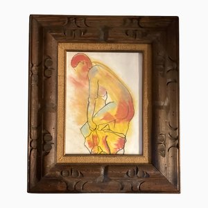 Female Nude, 1970s, Pastel Drawing, Framed