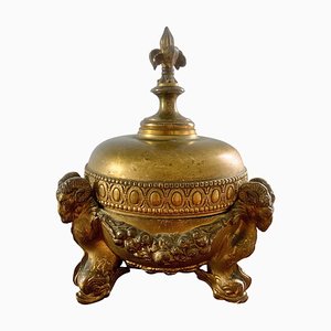 Neoclassical Lidded Bowl with Rams Heads