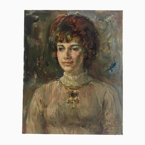 Portrait de Femme, années 60-70, Paintng