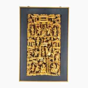 Chinesische Chinoiserie aus geschnitztem vergoldetem Holz, 19. Jh.