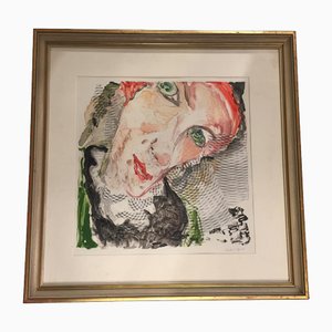 Rostro de mujer grande, años 70, Monoprint