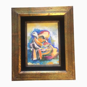 Modernist Abstract Female Nude, 1970s, Watercolor on Paper, Framed