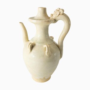 Chinese Tang Dynasty Style White Cream Glazed Ewer Pitcher