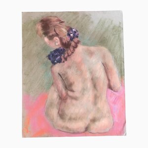 Female Nude Life Study, 1960s, Pastel on Paper