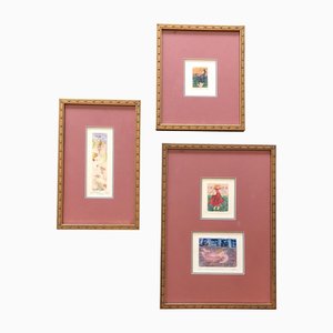 Composizioni colorate in miniatura, anni '80, Incisione su carta, set di 4
