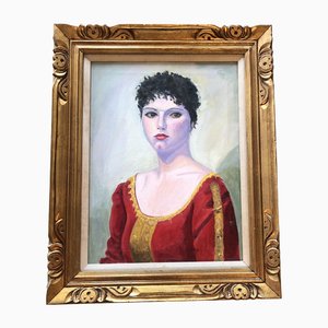 Female Portrait, 1970s, Painting on Canvas, Framed