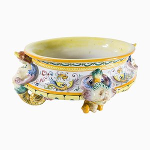 20th Century Italian Decorative Majolica Maiolica Faience Planter or Centerpiece Bowl