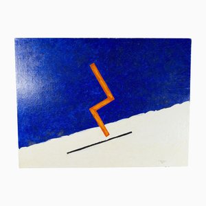 Zampogna, Composition abstraite, 1974, Peinture à l'Huile sur Toile