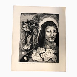 St Therese & the Baboon, 1980s, Etching on Paper
