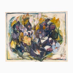 Evá Gera, Bodegón floral abstracto, Años 80, Pintura