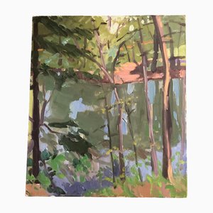 Agua a través de los árboles, años 80, Pintura sobre lienzo