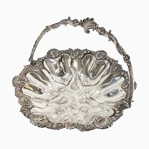 Nautical Themed Silverplate Bowl with Seashells and Dolphins
