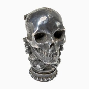 Victorian Silverplate Memento Mori Skull Box