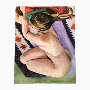 Female Nude in Interior, 1970s, Painting