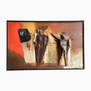 Large Abstract Figural Relief, 1960s, Mixed Media