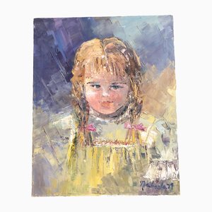 Portrait of Little Girl, 1970s, Painting on Canvas