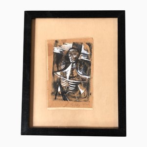 Ralph Nelson, Composizione astratta, Acquarello piccolo, anni '50, con cornice
