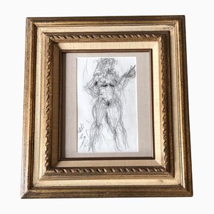 Dopo Reginald Marsh, Figura nuda astratta, anni '60, Disegno a carboncino