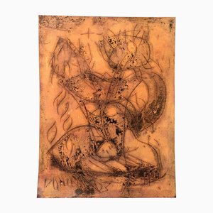 Peter Duncan, Abstract Nude, Encaustic Painting on Paper