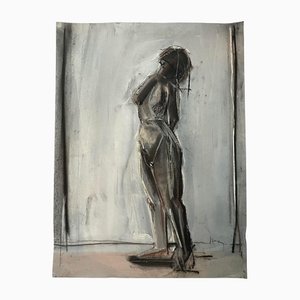 Desnudo femenino, años 70, dibujo al pastel