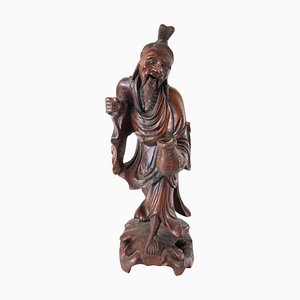 Figurine Immortelle Mid-Century en Palissandre Sculpté, Chine