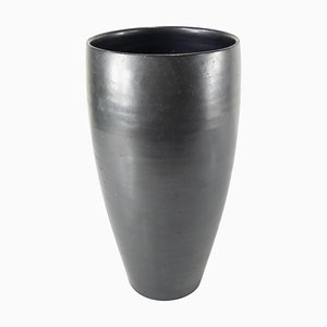 Mid-Century Matte Black French Art Pottery Vase