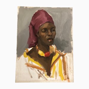 Retrato femenino, años 70, pintura sobre lienzo