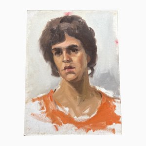 Retrato, años 70, pintura sobre lienzo