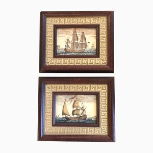 Small Tall Ships, 1960s, Artwork on Paper, Framed, Set of 2