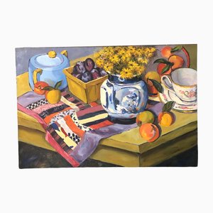 Dopo Matisse, Natura morta da tavolo, anni '80, Dipinto su tela